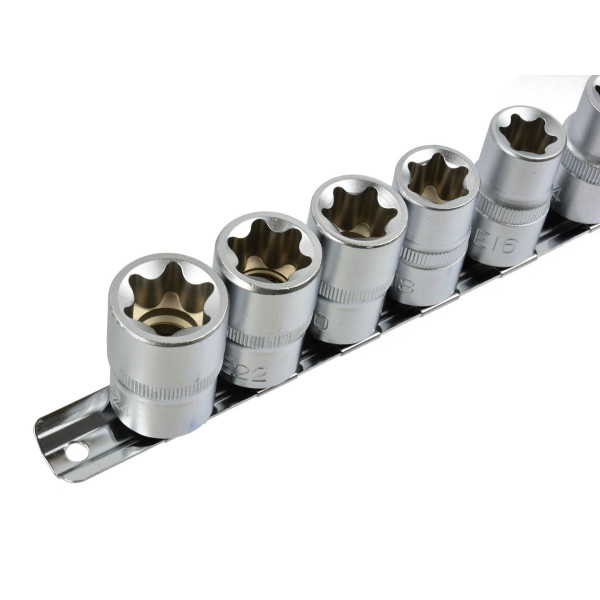 Набір із 10 головок Torx E10-24,1/2" на планці GEKO (20)