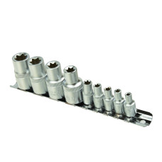 Набір з 9 головок Torx E4-16, 1/4 та 1/2" на планці GEKO (20)