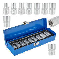 Набір з 9 головок Torx E10-24, 1/2"GEKO, футляр (20)